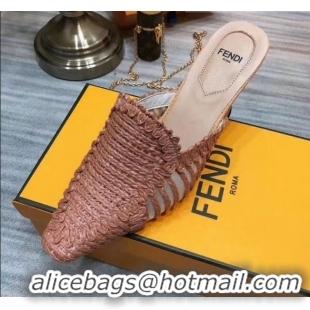 Duplicate Fendi Woven High Heel Mules Sandals F33104 Pink 2020