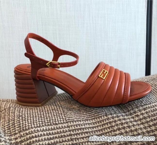 Buy Cheap Fendi Leather Promenade Sandals With Wide Topstitched Band F42322 Brown 2020