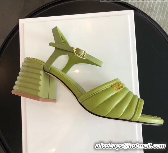 Best Price Fendi Leather Promenade Sandals With Wide Topstitched Band F42322 Green 2020