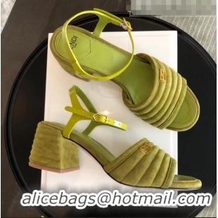 Good Taste Fendi Suede Promenade Sandals With Wide Topstitched Band F42327 Green 2020