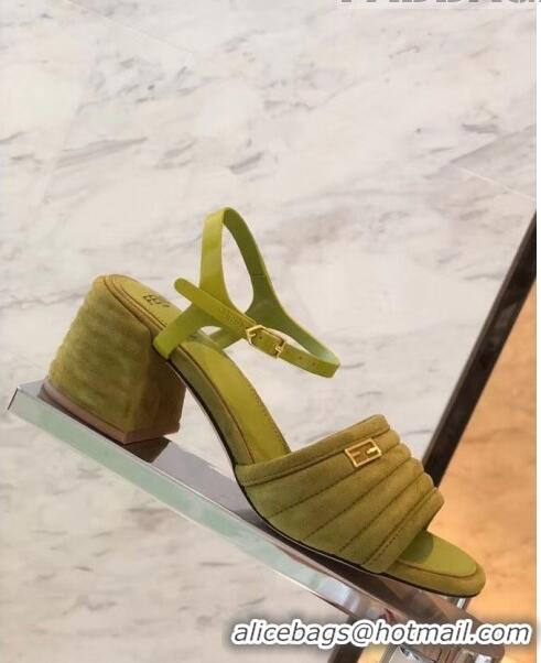 Good Taste Fendi Suede Promenade Sandals With Wide Topstitched Band F42327 Green 2020