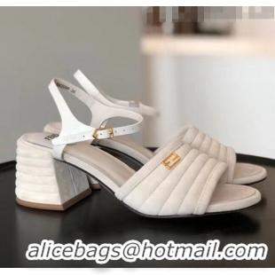 Most Popular Fendi Suede Promenade Sandals With Wide Topstitched Band F42327 White 2020