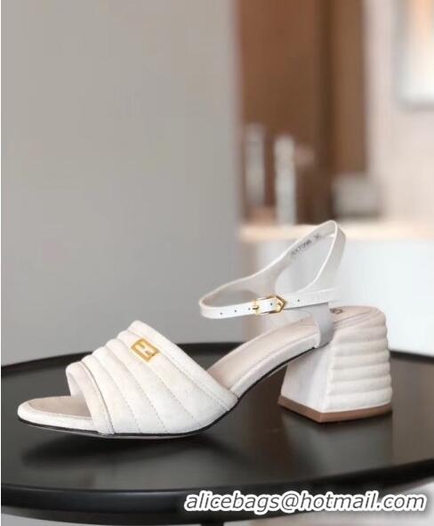 Most Popular Fendi Suede Promenade Sandals With Wide Topstitched Band F42327 White 2020