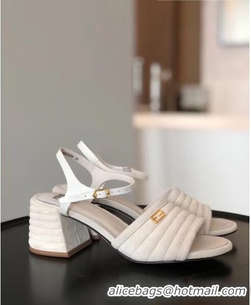 Most Popular Fendi Suede Promenade Sandals With Wide Topstitched Band F42327 White 2020