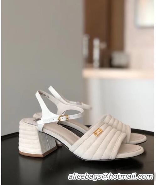 Most Popular Fendi Suede Promenade Sandals With Wide Topstitched Band F42327 White 2020