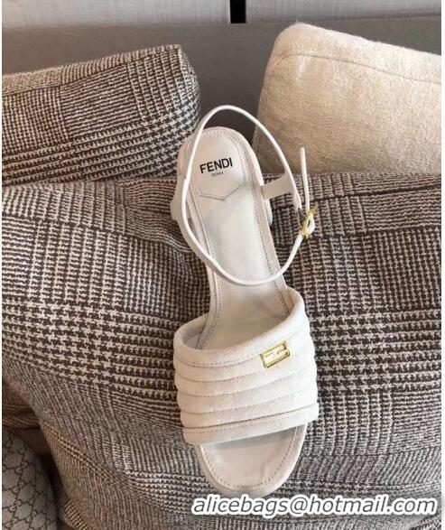 Most Popular Fendi Suede Promenade Sandals With Wide Topstitched Band F42327 White 2020