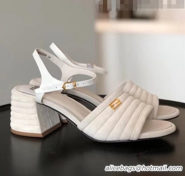 Most Popular Fendi Suede Promenade Sandals With Wide Topstitched Band F42327 White 2020