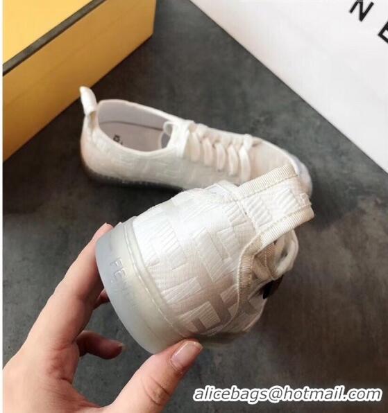 Discount Fendi FF Canvas and PVC Low-Top Sneakers with Label F62409 White 2020