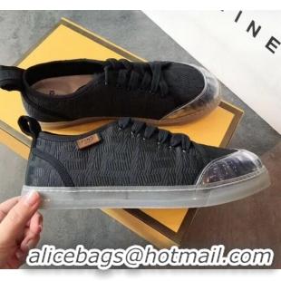 Hot Sell Fendi FF Canvas and PVC Low-Top Sneakers with Label G62410 Black 2020