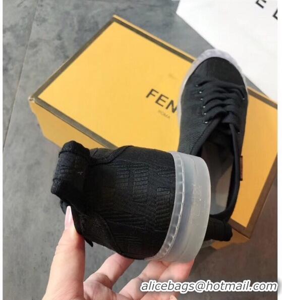 Hot Sell Fendi FF Canvas and PVC Low-Top Sneakers with Label G62410 Black 2020