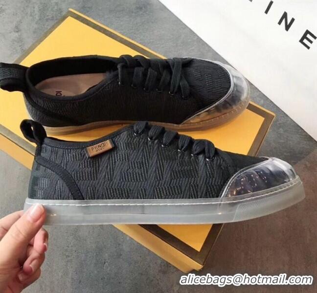 Hot Sell Fendi FF Canvas and PVC Low-Top Sneakers with Label G62410 Black 2020