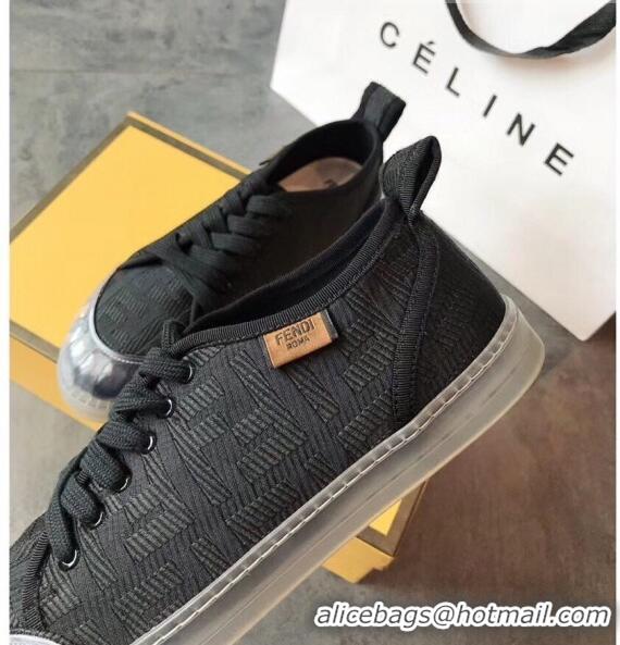 Hot Sell Fendi FF Canvas and PVC Low-Top Sneakers with Label G62410 Black 2020