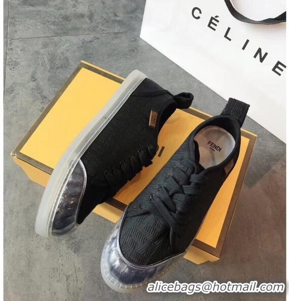 Hot Sell Fendi FF Canvas and PVC Low-Top Sneakers with Label G62410 Black 2020