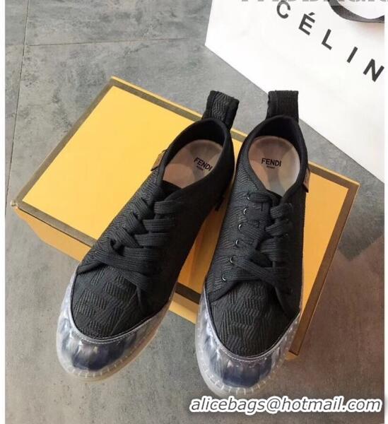 Hot Sell Fendi FF Canvas and PVC Low-Top Sneakers with Label G62410 Black 2020