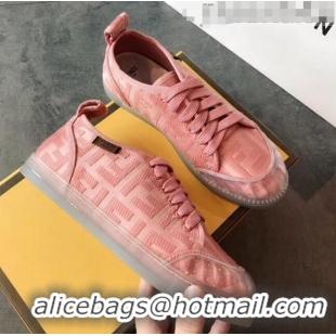 Popular Style Fendi FF Canvas and PVC Low-Top Sneakers with Label G62410 Pink 2020