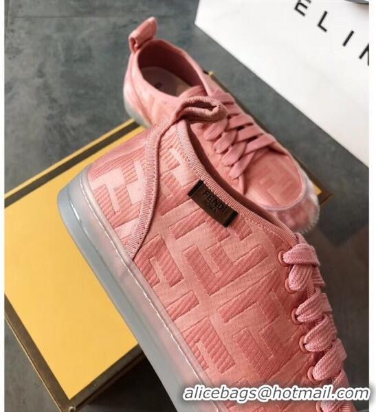 Popular Style Fendi FF Canvas and PVC Low-Top Sneakers with Label G62410 Pink 2020