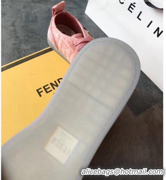 Popular Style Fendi FF Canvas and PVC Low-Top Sneakers with Label G62410 Pink 2020