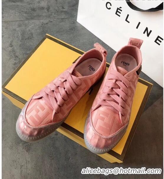 Popular Style Fendi FF Canvas and PVC Low-Top Sneakers with Label G62410 Pink 2020