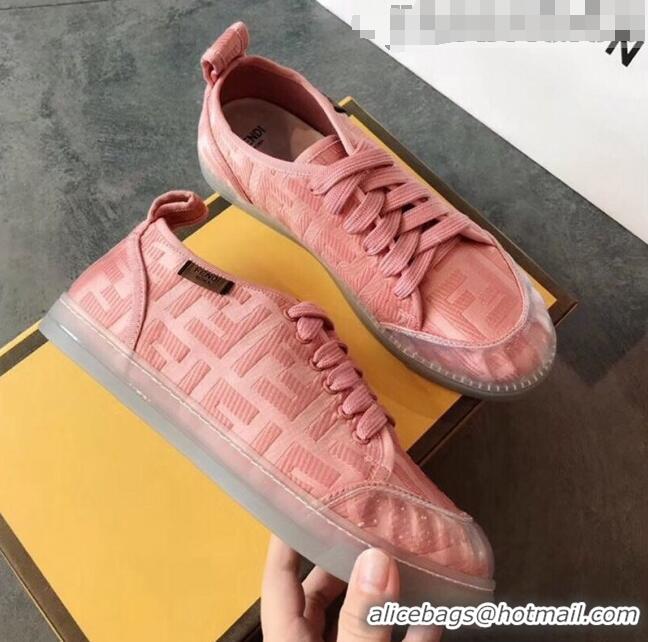 Popular Style Fendi FF Canvas and PVC Low-Top Sneakers with Label G62410 Pink 2020