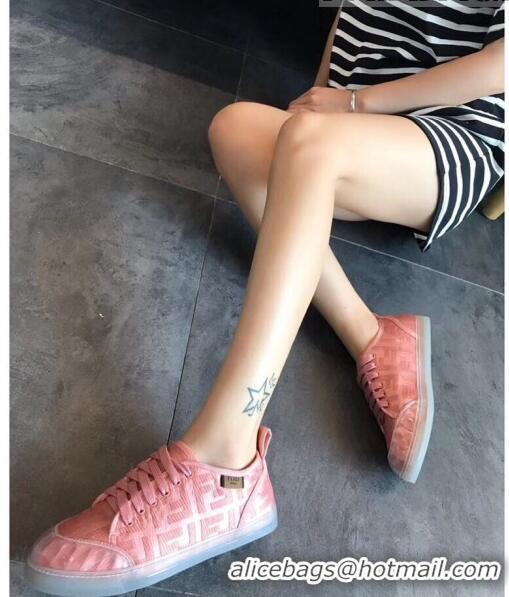 Popular Style Fendi FF Canvas and PVC Low-Top Sneakers with Label G62410 Pink 2020