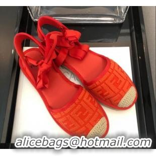 Promotional Fendi FF Laces Flat Espadrilles F62446 Orange 2020