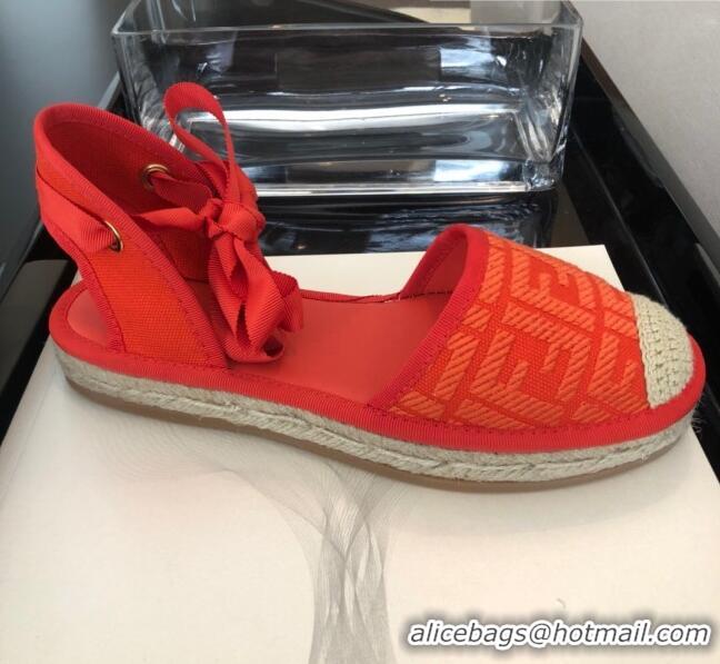 Promotional Fendi FF Laces Flat Espadrilles F62446 Orange 2020