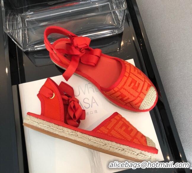 Promotional Fendi FF Laces Flat Espadrilles F62446 Orange 2020