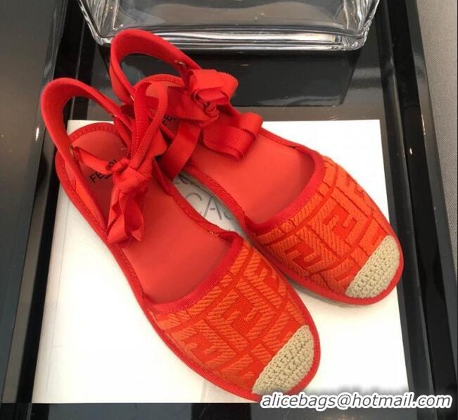 Promotional Fendi FF Laces Flat Espadrilles F62446 Orange 2020