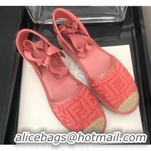 Luxurious Fendi FF Laces Flat Espadrilles F62446 Pink 2020