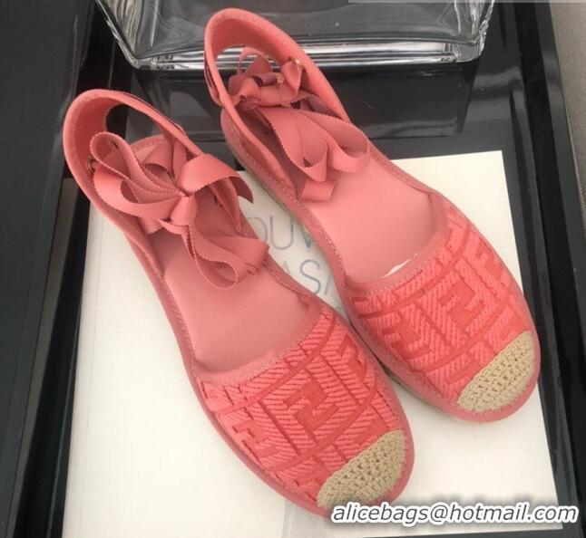 Luxurious Fendi FF Laces Flat Espadrilles F62446 Pink 2020