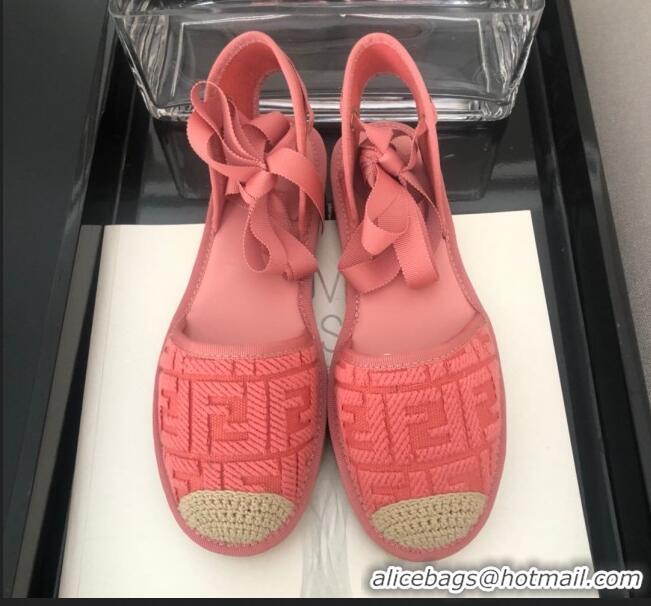 Luxurious Fendi FF Laces Flat Espadrilles F62446 Pink 2020