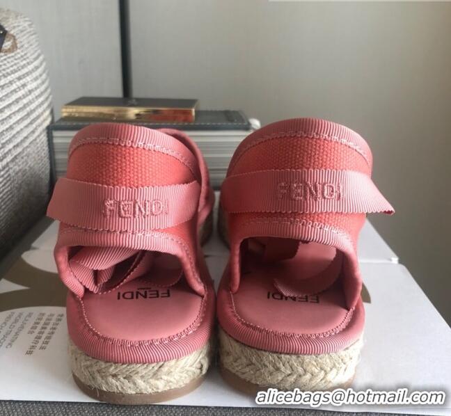 Luxurious Fendi FF Laces Flat Espadrilles F62446 Pink 2020