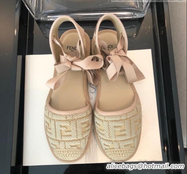 Good Product Fendi FF Laces Flat Espadrilles F62446 Beige 2020