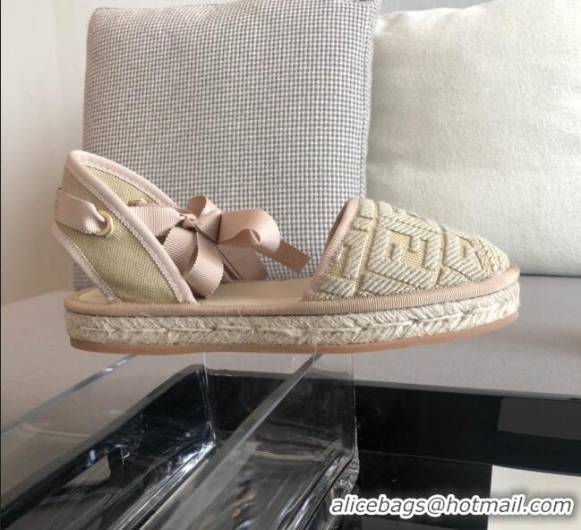 Good Product Fendi FF Laces Flat Espadrilles F62446 Beige 2020