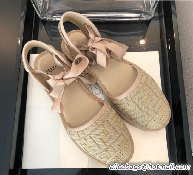 Good Product Fendi FF Laces Flat Espadrilles F62446 Beige 2020