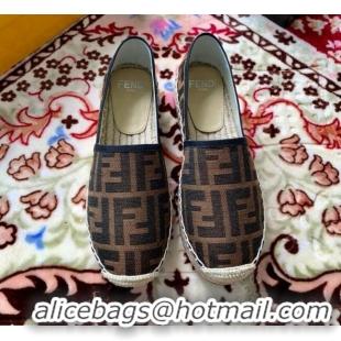 Trendy Design Fendi FF Canvas Flat Espadrilles F62809 Brown 2020