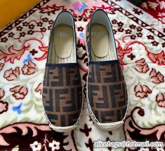 Trendy Design Fendi FF Canvas Flat Espadrilles F62809 Brown 2020