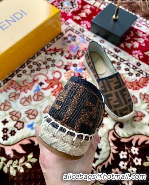 Trendy Design Fendi FF Canvas Flat Espadrilles F62809 Brown 2020