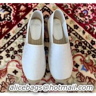 Top Quality Fendi FF Canvas Flat Espadrilles F62809 White 2020