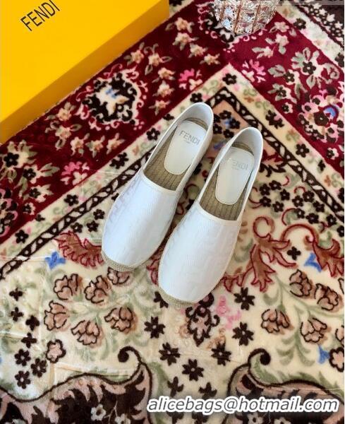 Top Quality Fendi FF Canvas Flat Espadrilles F62809 White 2020