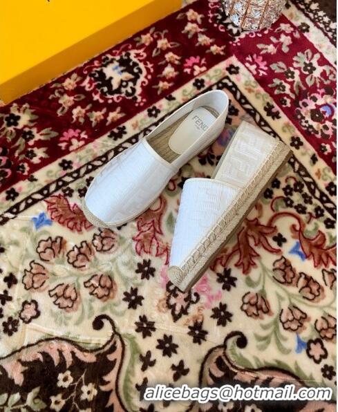 Top Quality Fendi FF Canvas Flat Espadrilles F62809 White 2020