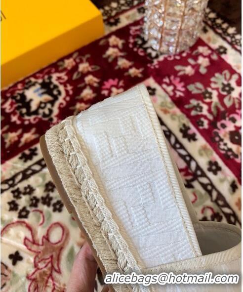 Top Quality Fendi FF Canvas Flat Espadrilles F62809 White 2020