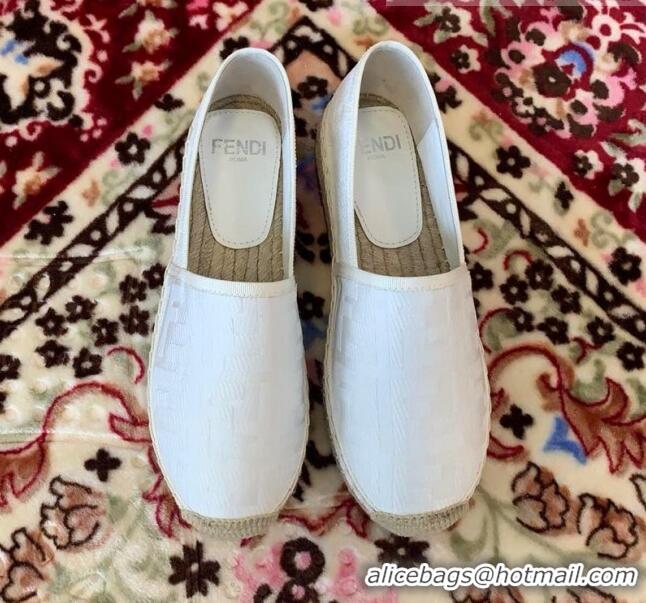 Top Quality Fendi FF Canvas Flat Espadrilles F62809 White 2020