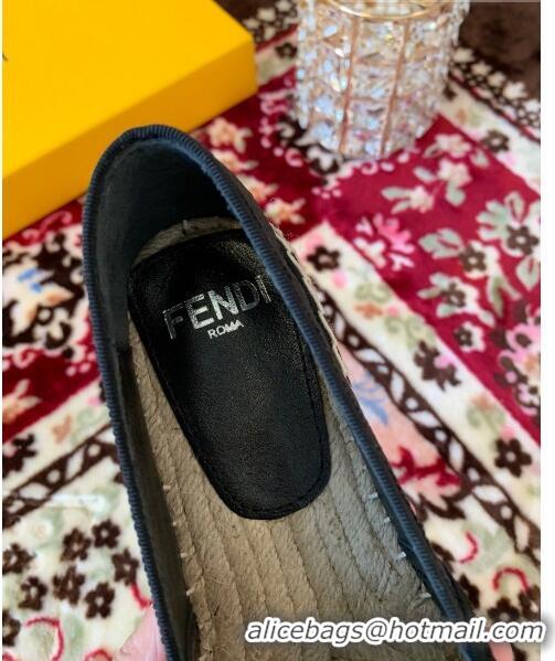 Well Crafted Fendi FF Canvas Flat Espadrilles F62809 Black 2020