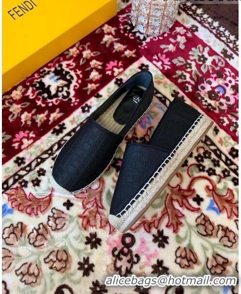 Well Crafted Fendi FF Canvas Flat Espadrilles F62809 Black 2020