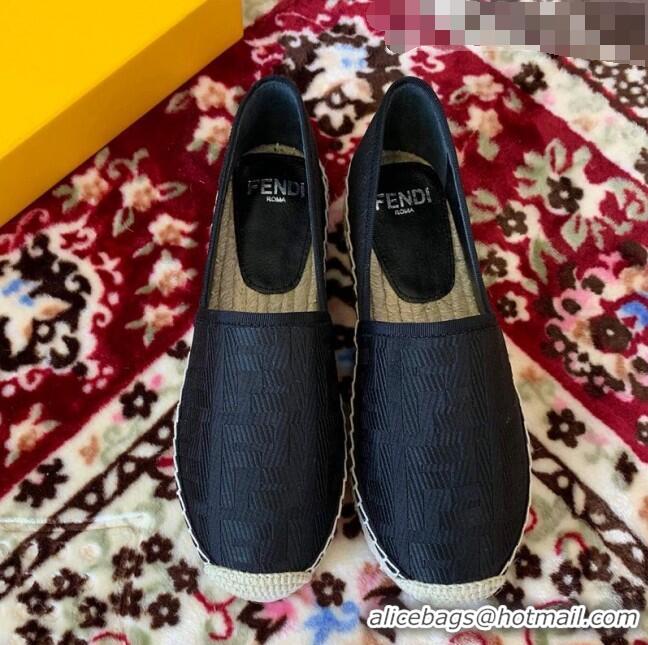 Well Crafted Fendi FF Canvas Flat Espadrilles F62809 Black 2020