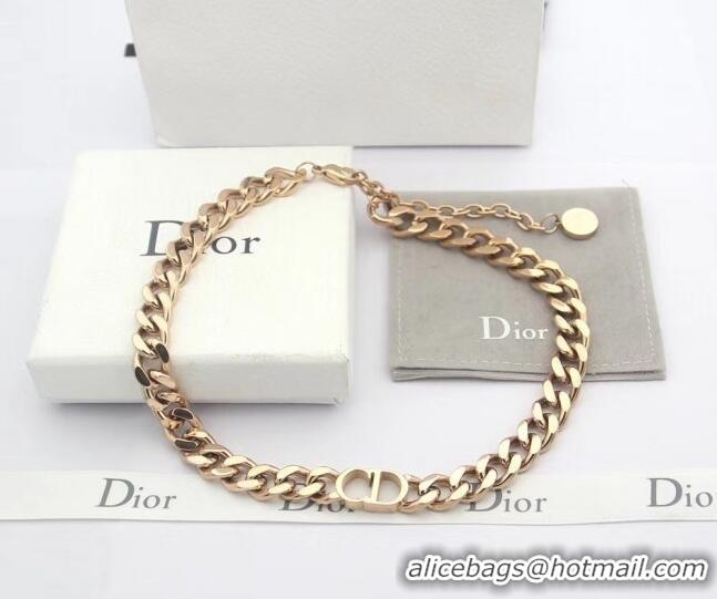 AAAAA Discount Dior CD Chian Short Necklace 2061232 Rose Gold 2020