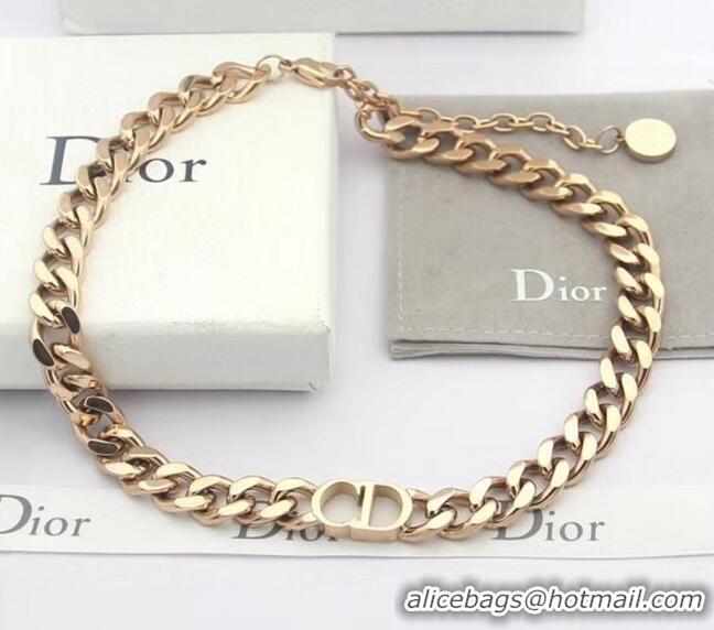 AAAAA Discount Dior CD Chian Short Necklace 2061232 Rose Gold 2020