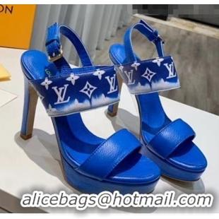 Top Quality Louis Vuitton LV Escale Calfskin Platform Sandal With 10.5cm Heel LV2022 Blue 2020