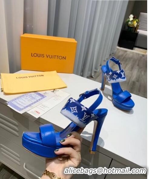 Top Quality Louis Vuitton LV Escale Calfskin Platform Sandal With 10.5cm Heel LV2022 Blue 2020